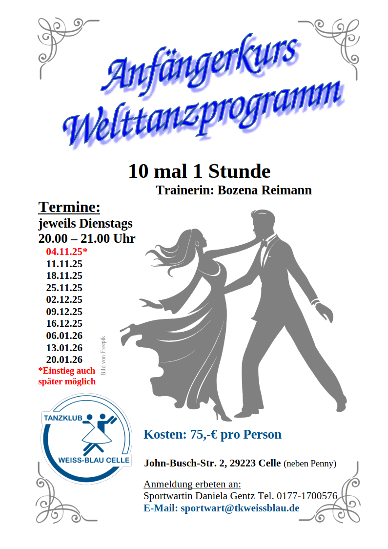2025 11 04 Welttanzprogramm Anfaenger Kurs Reimann 10x1Std