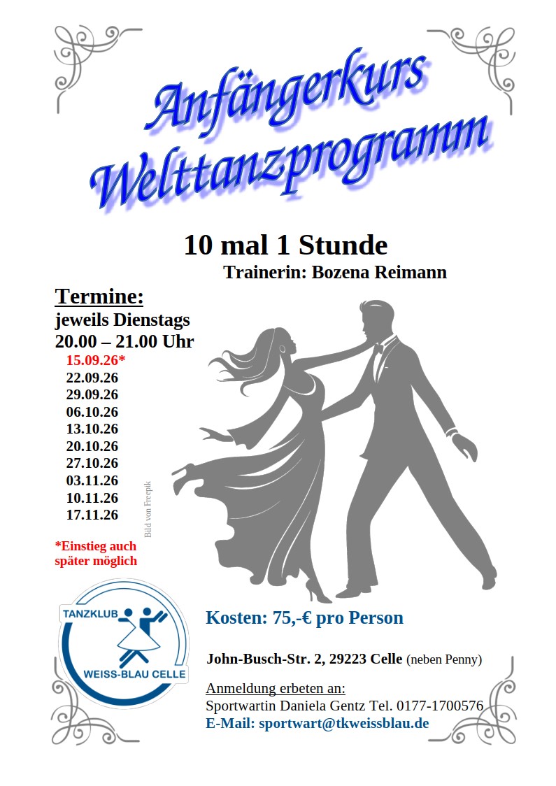 2026 09 15 Welttanzprogramm Anfaenger Kurs Reimann 10x1Std